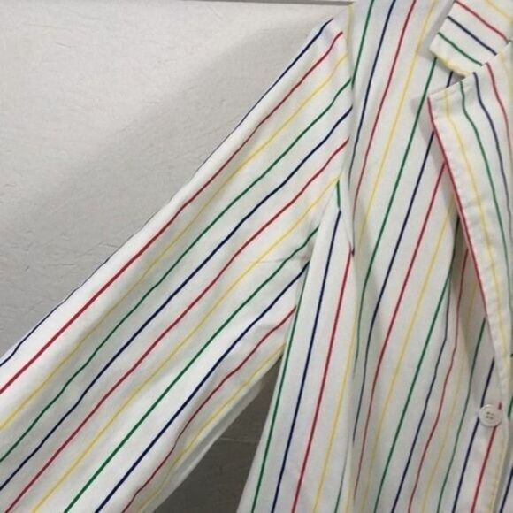 Striped Blazer Jacket Career Casual Colorful Spring Summer Coat - Picture 5 of 13